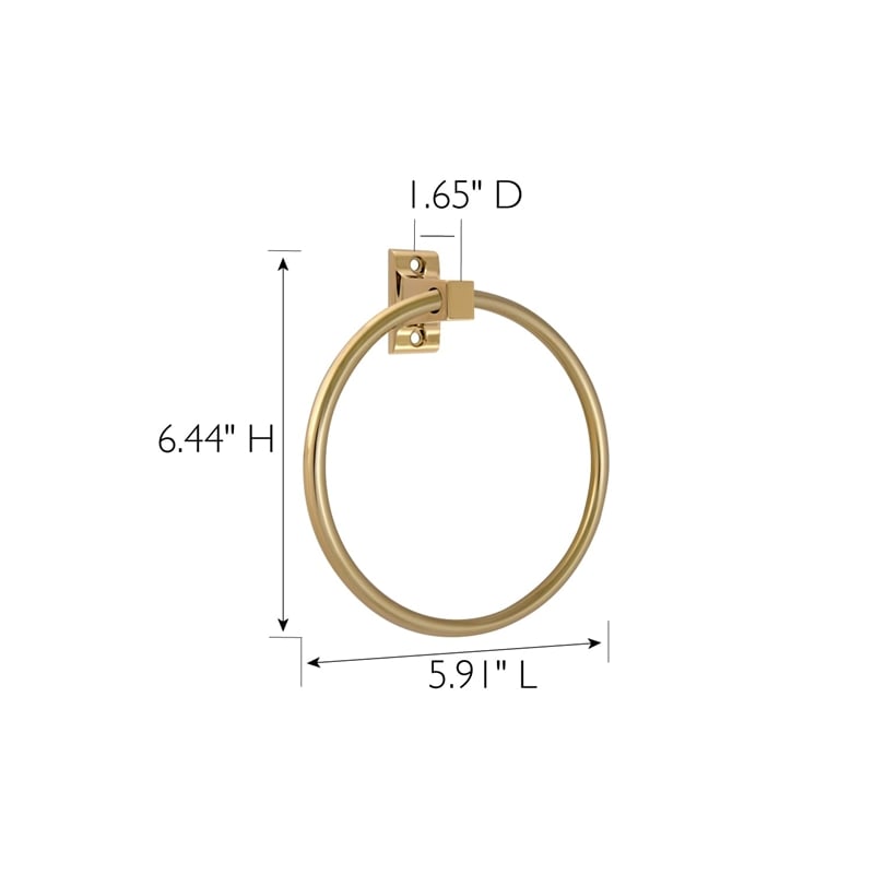 Bowery Hill Traditional Metal Towel Ring in Polished Brass 6-Inch