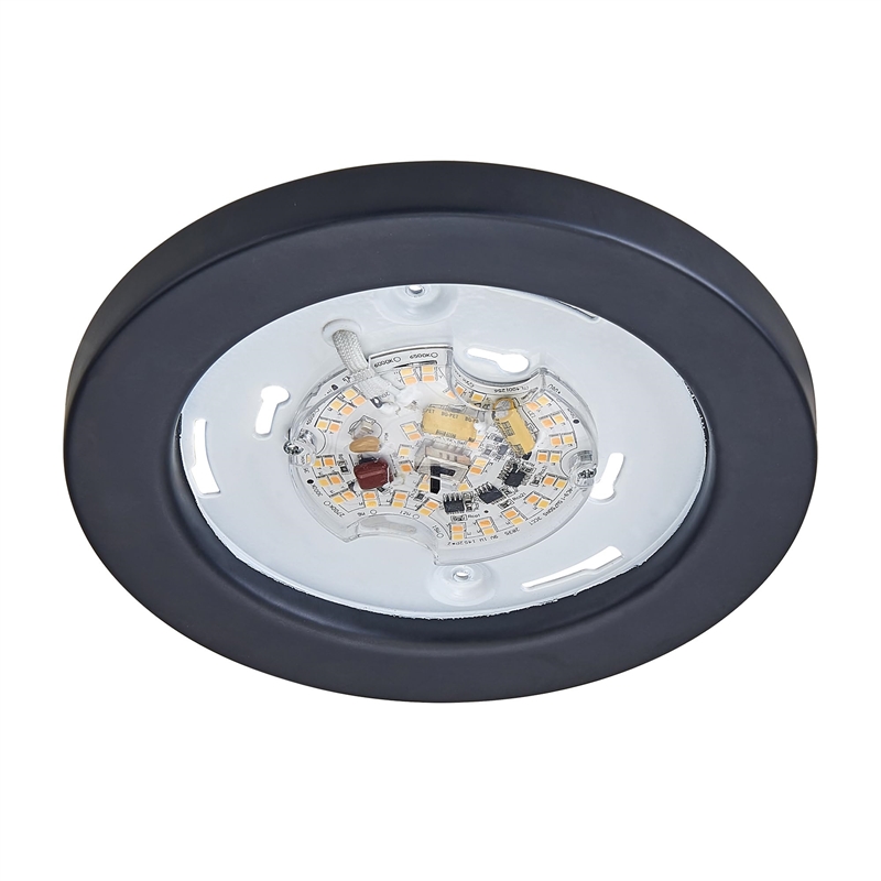 Bowery Hill Oval Flush Mount Metal LED Ceiling Light in Matte Black
