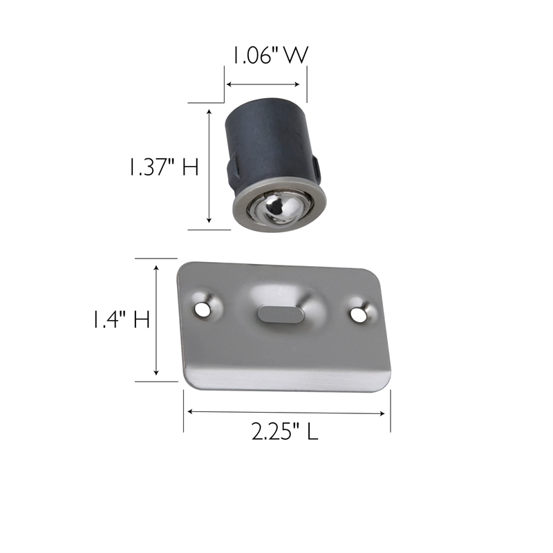 Bowery Hill 2-Pack Metal Drive In Ball Catch in Satin Nickel
