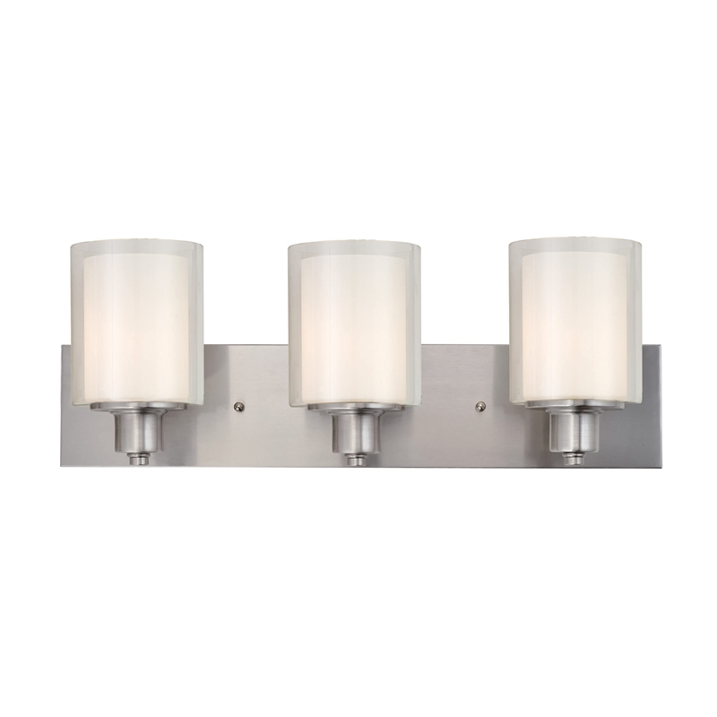 Bowery Hill Stainless Steel Vanity Light in Silver Satin Nickel 3-Light
