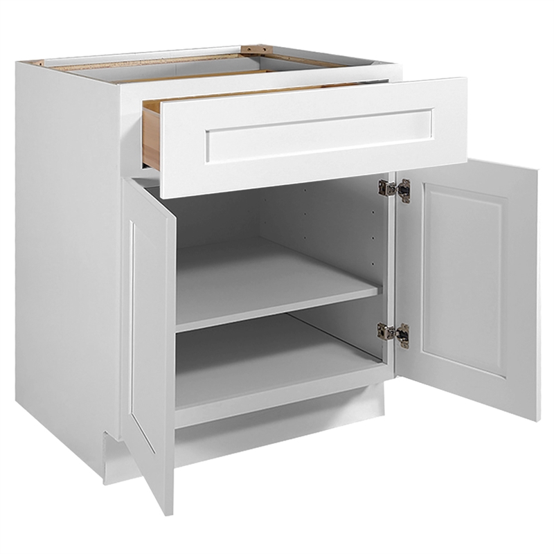 Bowery Hill Ready to Assemble Wood Cabinet in White 30 x 24 x 34.5 Inch