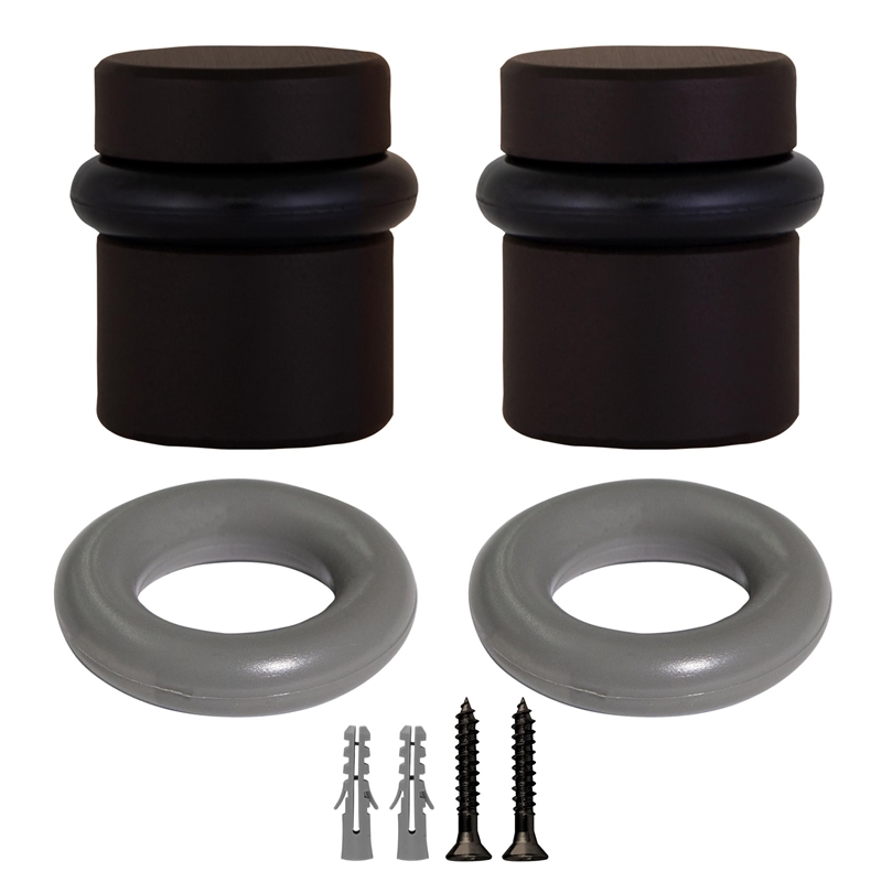 Bowery Hill 2-Pack Brass Modern Cylindrical Door Stop in Oil Rubbed Bronze