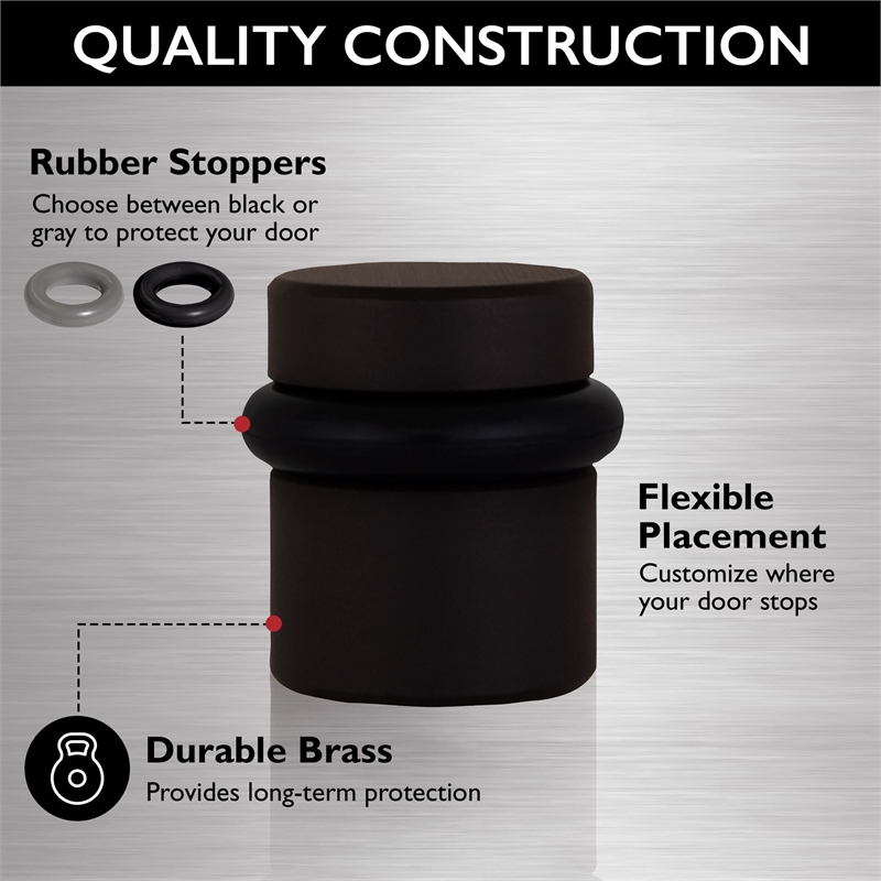 Bowery Hill 2-Pack Brass Modern Cylindrical Door Stop in Oil Rubbed Bronze