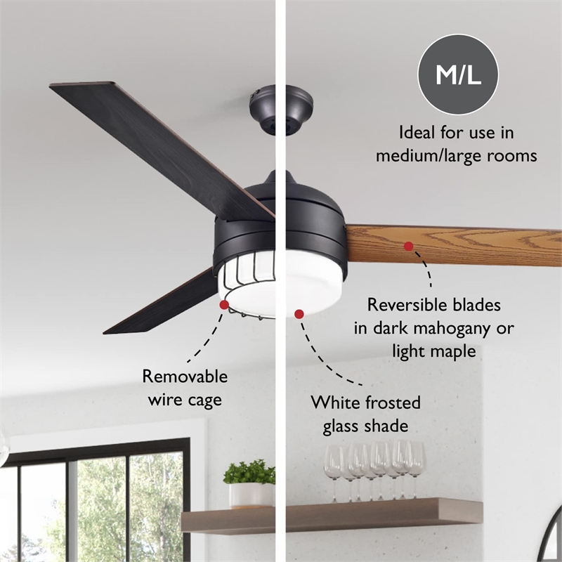 Bowery Hill 3-Blade LED Ceiling Fan in Oil-Rubbed Bronze 52-Inch