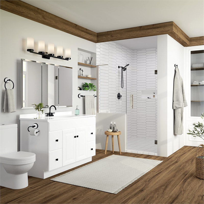 Bowery Hill 4-Piece Bathroom Hardware Kit in Matte Black and White