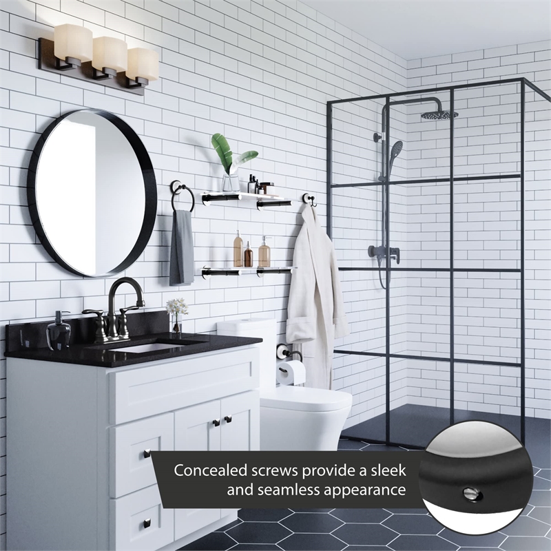 Bowery Hill 4-Piece Bathroom Hardware Kit in Matte Black and White