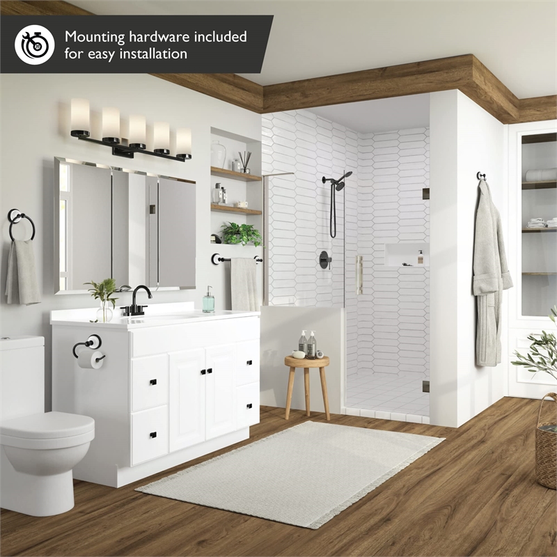 Bowery Hill 4-Piece Bathroom Hardware Kit in Matte Black and White