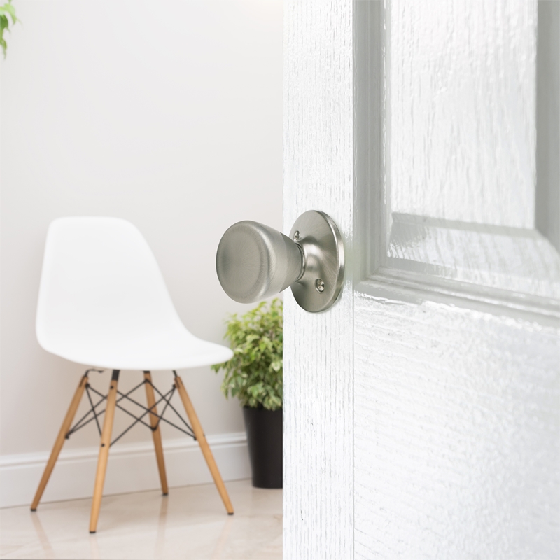 Bowery Hill Traditional Brass Tulip Dummy Door Handle in Satin Nickel
