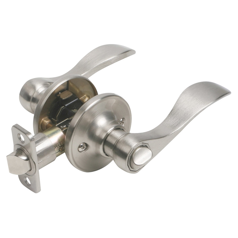 Bowery Hill Privacy Brass Door Handle in Satin Nickel 2 Pack