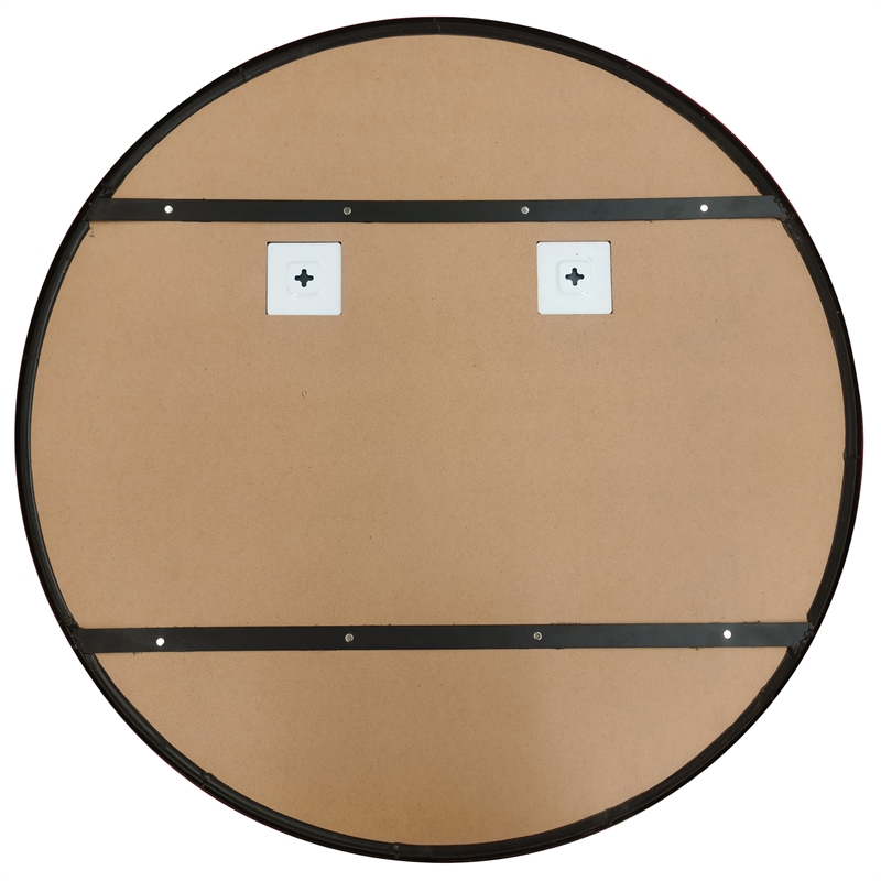 Bowery Hill Round Wall Mirror with Black Metal Iron Frame 36-Inch