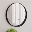 Bowery Hill Round Wall Mirror with Black Metal Iron Frame 36-Inch