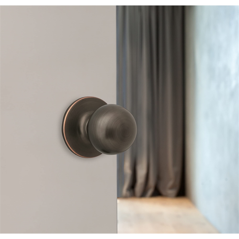 Bowery Hill Ball Brass 2-Way Latch Dummy Door Knob in Oil Rubbed Bronze