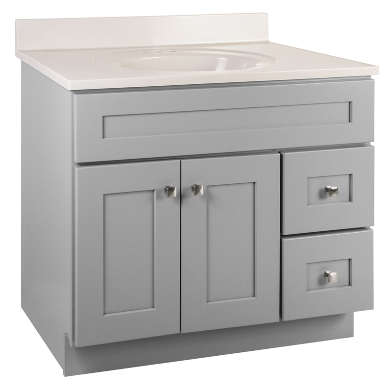 Bowery Hill 37-Inch Assembled Wood Vanity with Cultured Marble Top in Gray