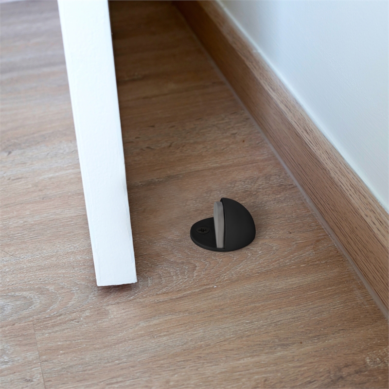 Bowery Hill Metal Dome Door Stop in Matte Black - 1-3/4 Inch - 10 Pack