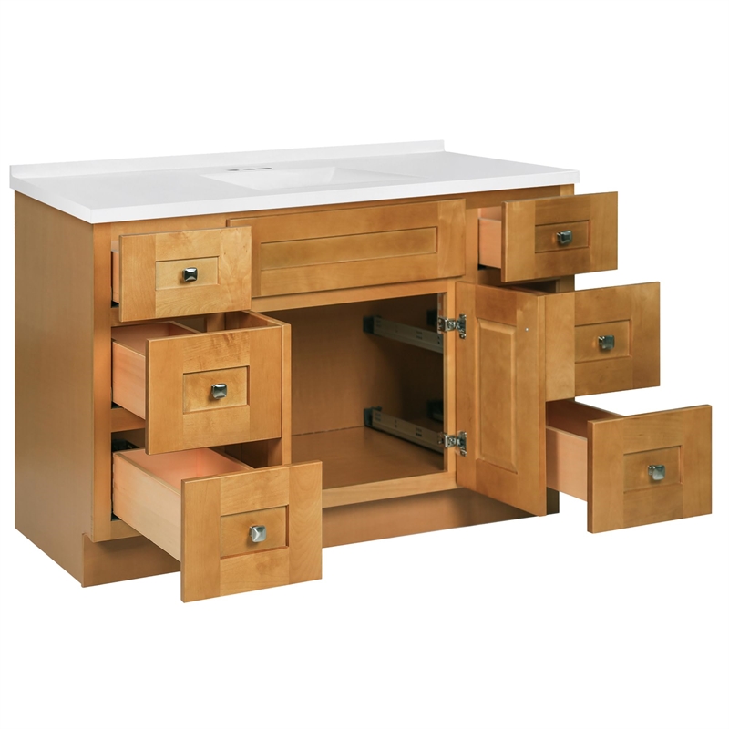 Bowery Hill 49-Inch Assembled Bath Vanity - Birch Base and Rectangular Top