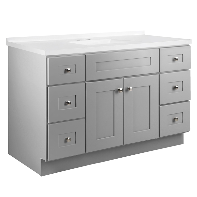 Bowery Hill 49-Inch Assembled Bath Vanity - Gray Base and Rectangular Top