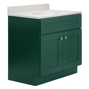 Bowery Hill 31-Inch Bath Vanity - Hunt Club Base and Ivory Swirl Top