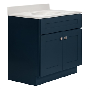 Bowery Hill 31-Inch Bath Vanity - Dark Night Base and Ivory Swirl Top