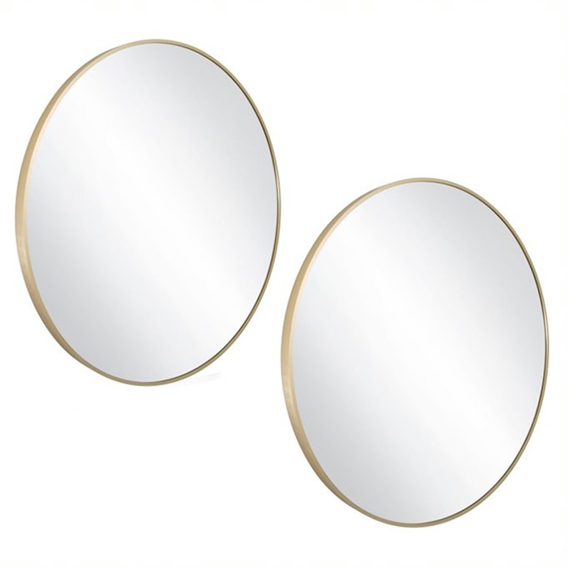 Bowery Hill Round Wall Mirror with Gold Frame 28-Inch 2-Pack