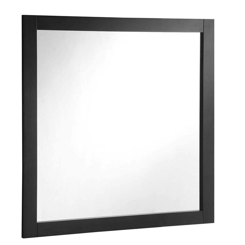 Bowery Hill Square Wood Wall Mirror in Espresso 30 x 30-Inch