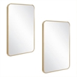 Bowery Hill Rounded Corner Wall Mirror with Gold Frame 36in x 24in 2-Pack