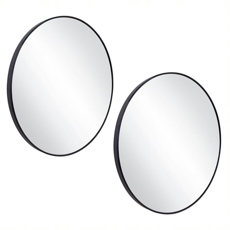 Bowery Hill 28-Inch Round Wall Mirror 2-Pack with Black Metal Frame