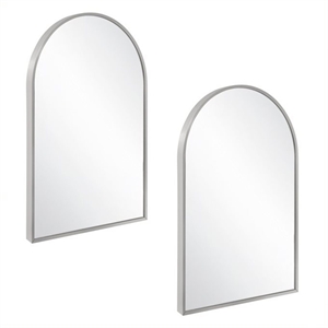 Bowery Hill Arched Wall Mirror with Silver Frame 30x20 Inch 2-Pack