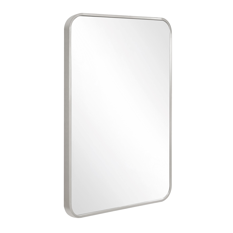 Bowery Hill Rounded Corner Wall Mirror with Silver Frame 36x24 Inch 2-Pack