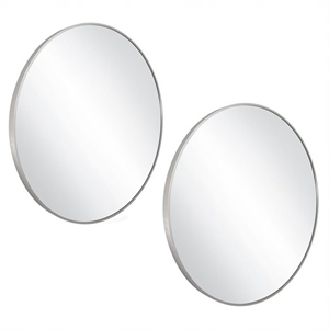 Bowery Hill 28-Inch Round Wall Mirror 2-Pack with Silver Metal Frame