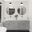 Bowery Hill 24-Inch Round Decorative Wall Mirror with Black Frame