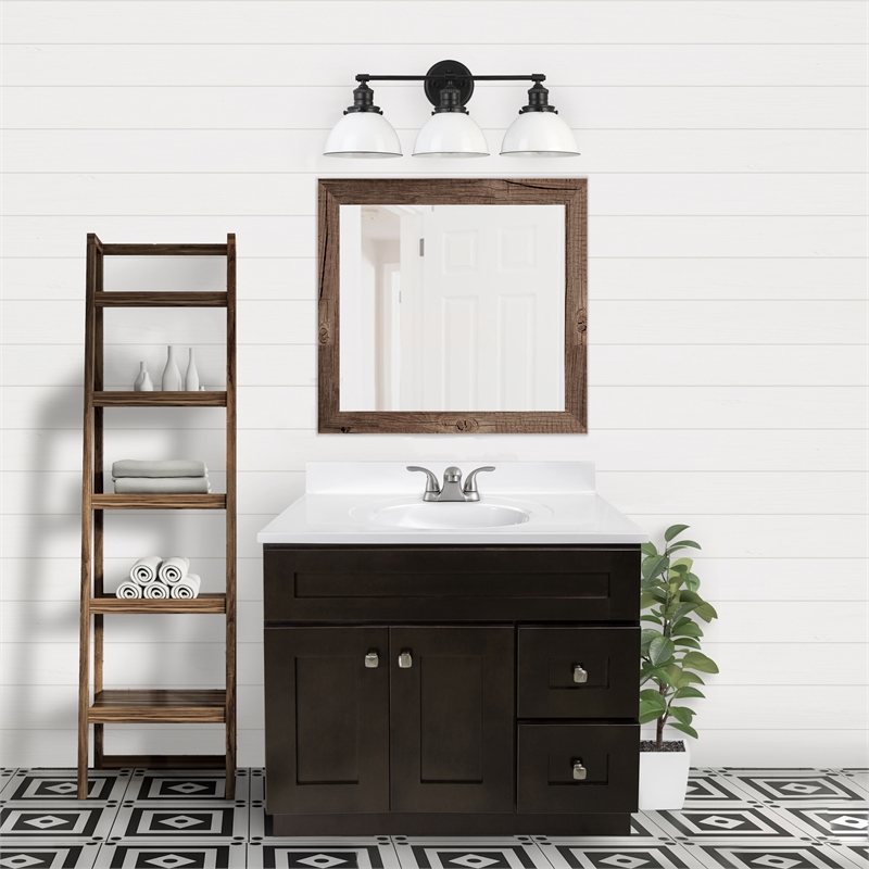 Bowery Hill 37-Inch Wood Vanity with White Top in Sherwin Williams Brown