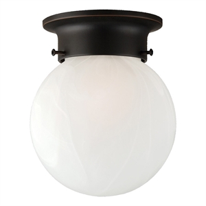 Bowery Hill 1-Light Globe Flush Mount Ceiling Light in Oil-Rubbed Bronze