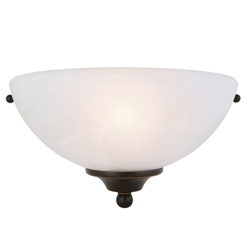 Bowery Hill 1-Light Alabaster Glass Wall Sconce in Oil-Rubbed Bronze