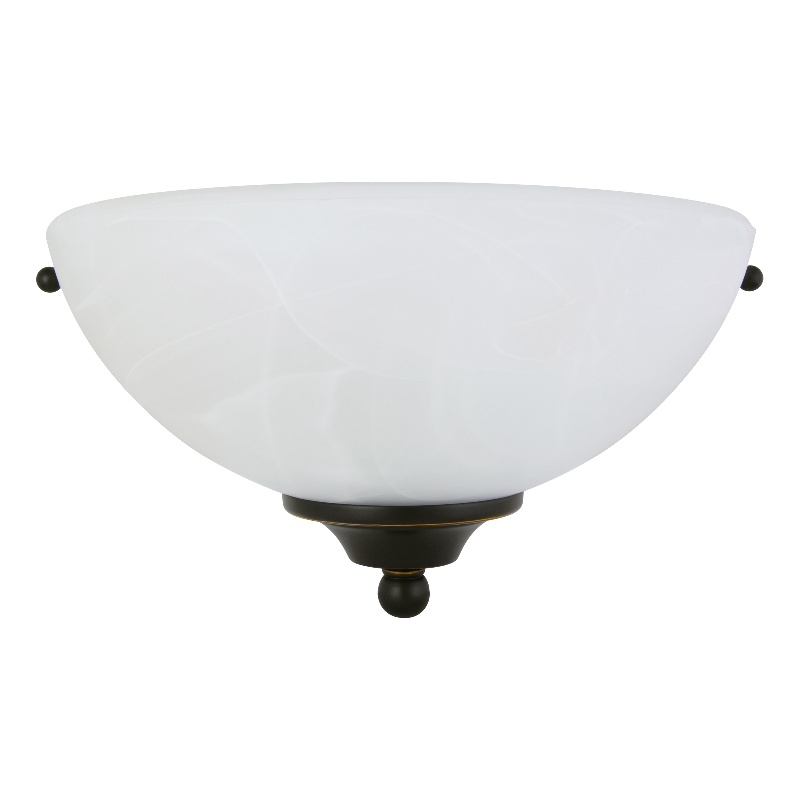 Bowery Hill 1-Light Alabaster Glass Wall Sconce in Oil-Rubbed Bronze