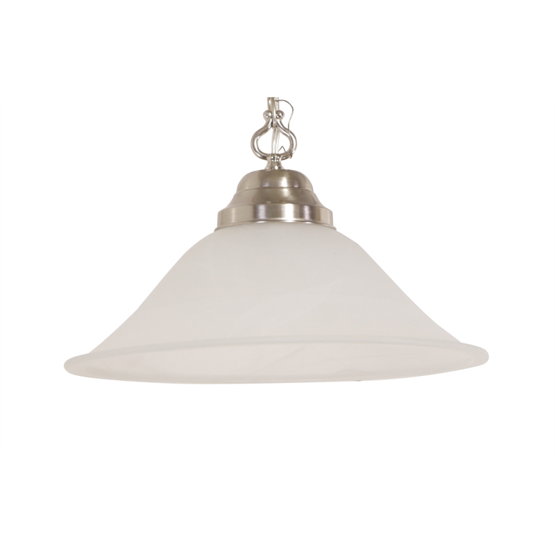 Bowery Hill Alabaster Glass Swag Pendant Light in Satin Nickel
