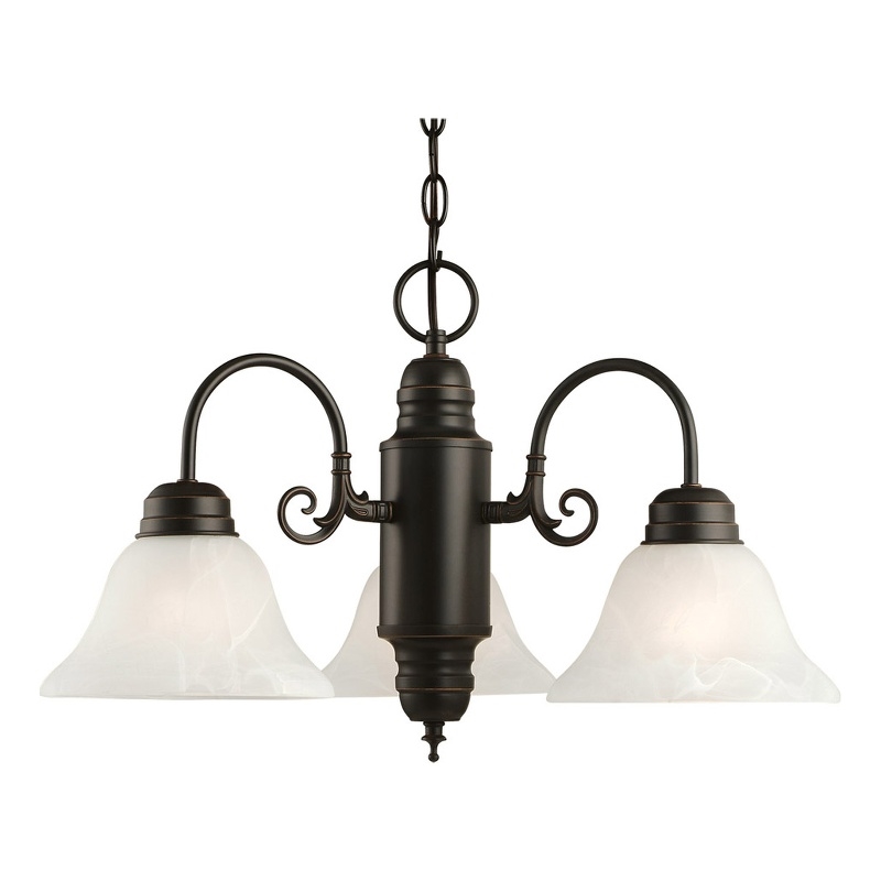 Bowery Hill 3-Light Alabaster Glass Chandelier in Oil-Rubbed Bronze