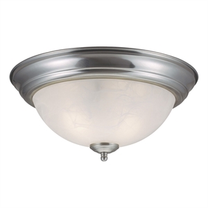 Bowery Hill 2-Light Dome Alabaster Glass Ceiling Light in Satin Nickel
