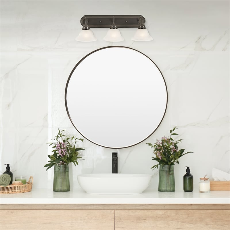 Bowery Hill 3-Light Frosted Glass Vanity Light in Oil-Rubbed Bronze