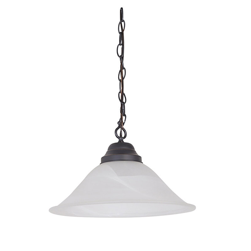 Bowery Hill Alabaster Glass Swag Pendant Light in Oil-Rubbed Bronze