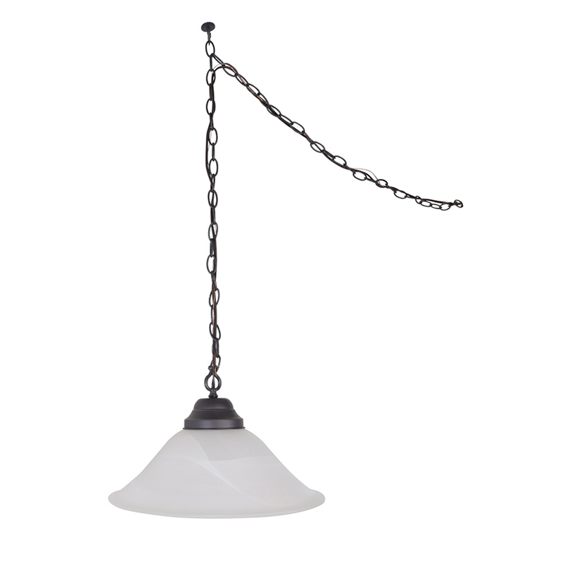 Bowery Hill Alabaster Glass Swag Pendant Light in Oil-Rubbed Bronze
