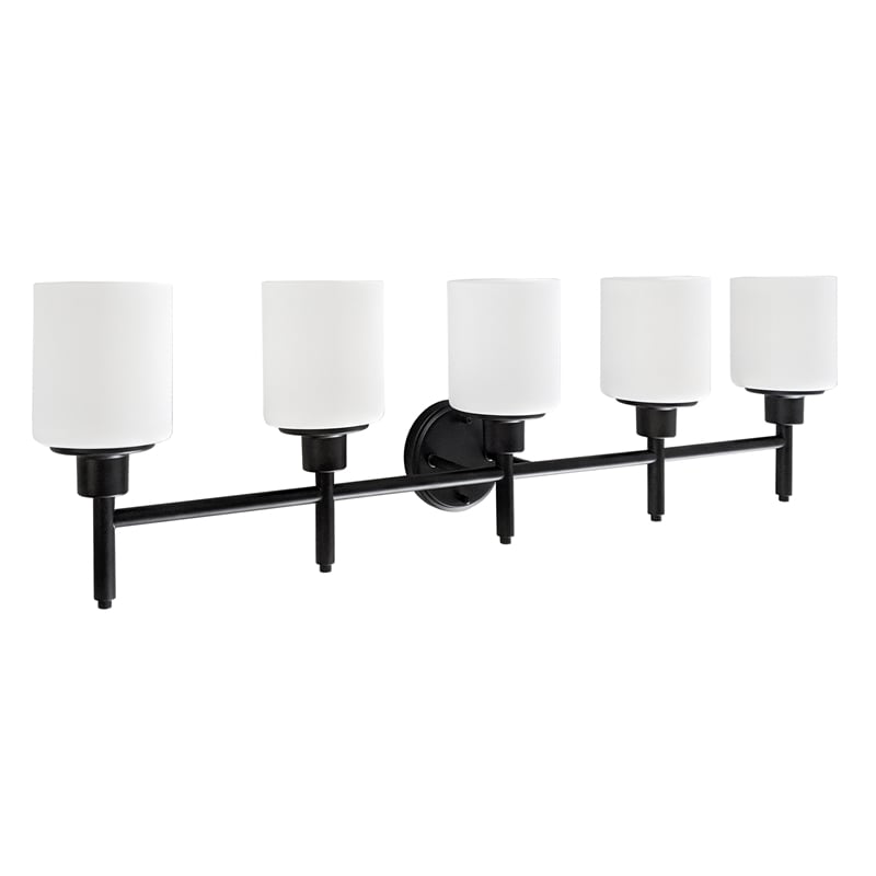 Bowery Hill 5-Light Frosted Glass Vanity Light in Matte Black