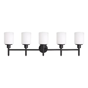 Bowery Hill 5-Light Frosted Glass Vanity Light in Matte Black