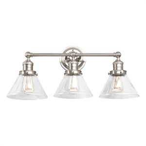 Bowery Hill 3-Light Seedy Glass Vanity Light in Satin Nickel