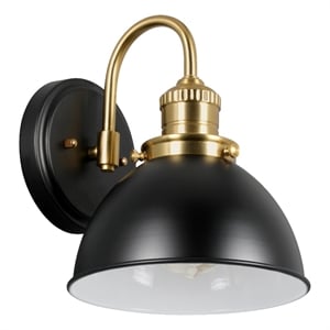 Bowery Hill Shepherd's Hook Wall Light in Matte Black and Satin Gold