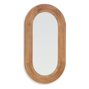 Bowery Hill Solid Wood Framed Accent Mirror in Light Brown Finish