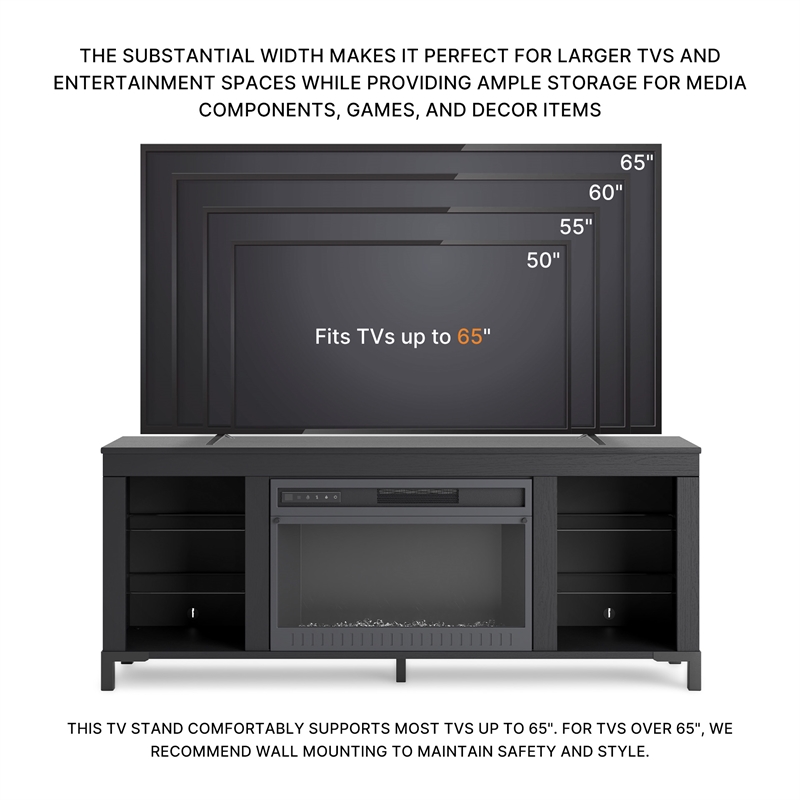 Bowery Hill Black TV Stand for TVs up to 69