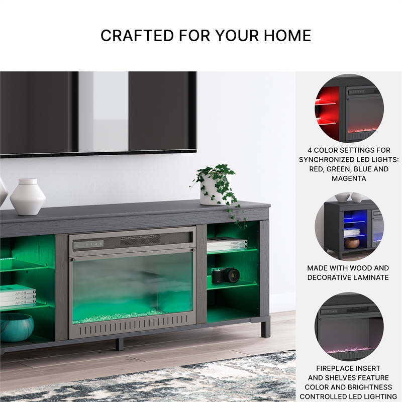 Bowery Hill Black TV Stand for TVs up to 69