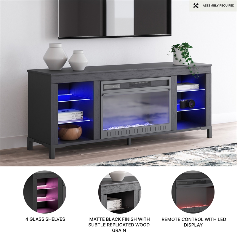 Bowery Hill Black TV Stand for TVs up to 69