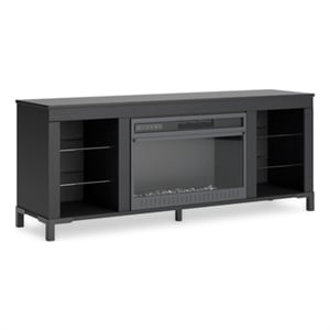 Bowery Hill Black TV Stand for TVs up to 69&quot with Electric Fireplace