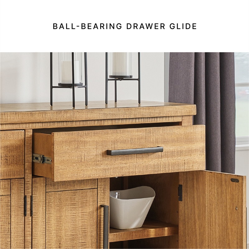 Bowery Hill Brown Dining Server with 4-Door Cabinet and 2 Drawers